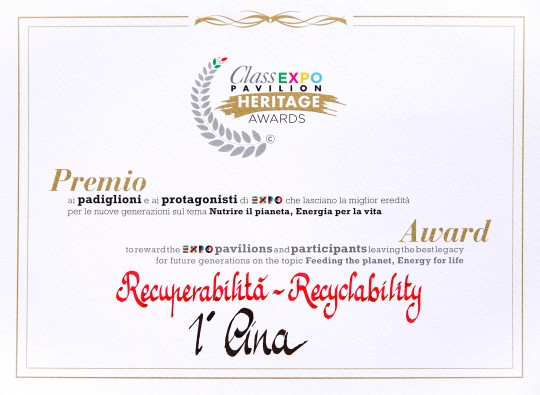 The Award Certificate from Class Editori